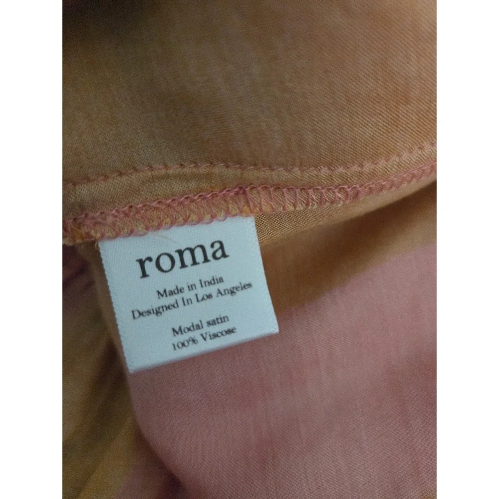 Roma Kids Orange Pink Striped Tiered Modal Satin Dress Size 2-3Y Long Sleeve